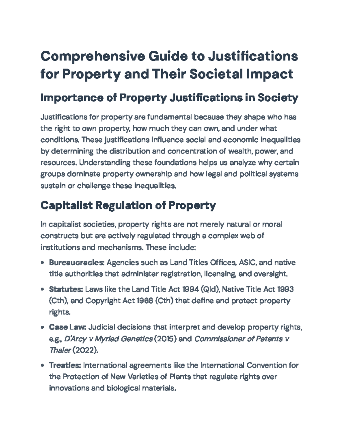 Comprehensive Analysis of Property Rights Justifications and Inequality ...