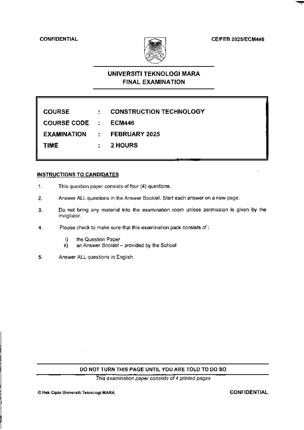 ECM446 - Final Exam Notes on Construction Technology - Studocu