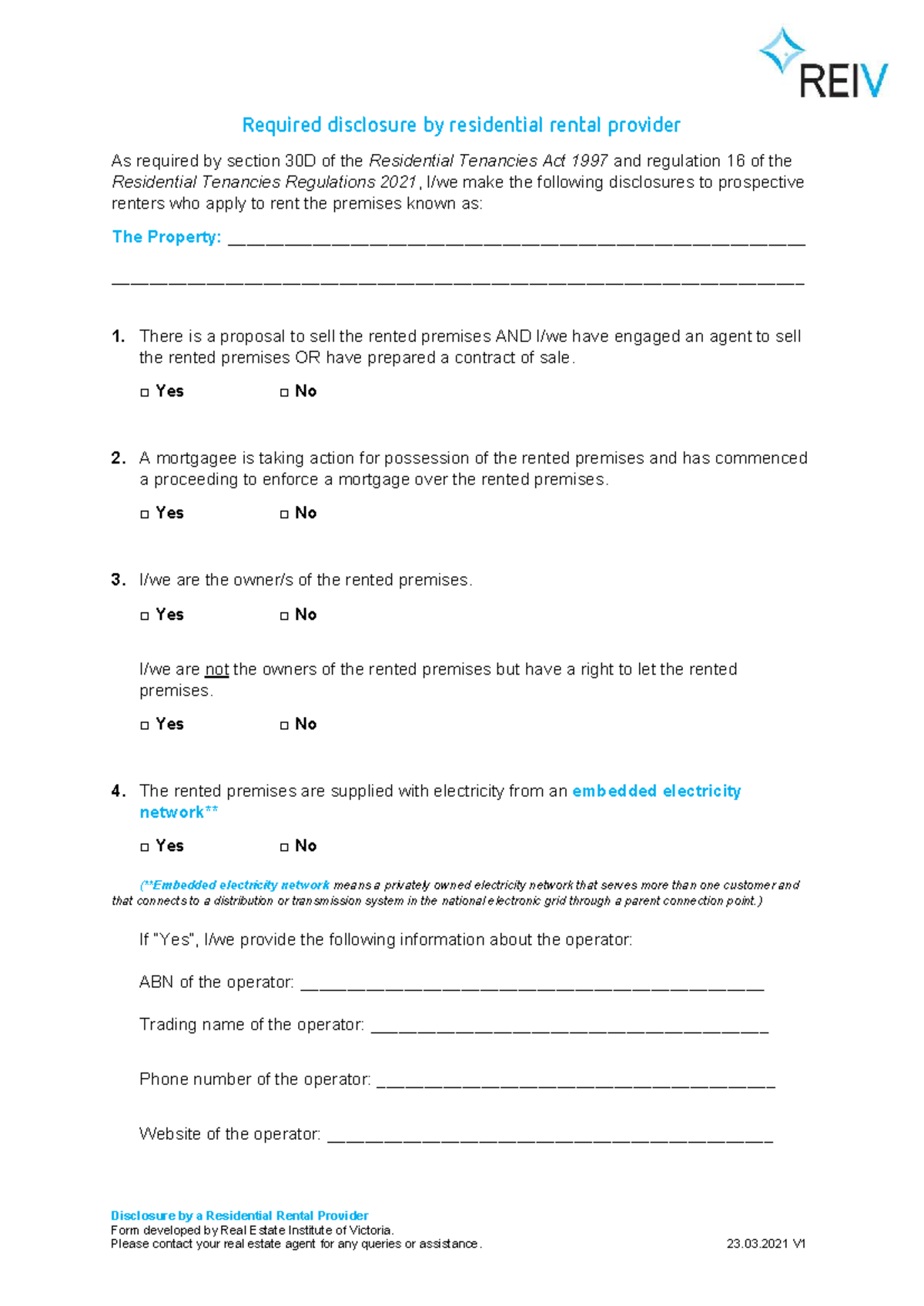 Residential Rental Provider Disclosure - Section 30D Compliance - Studocu