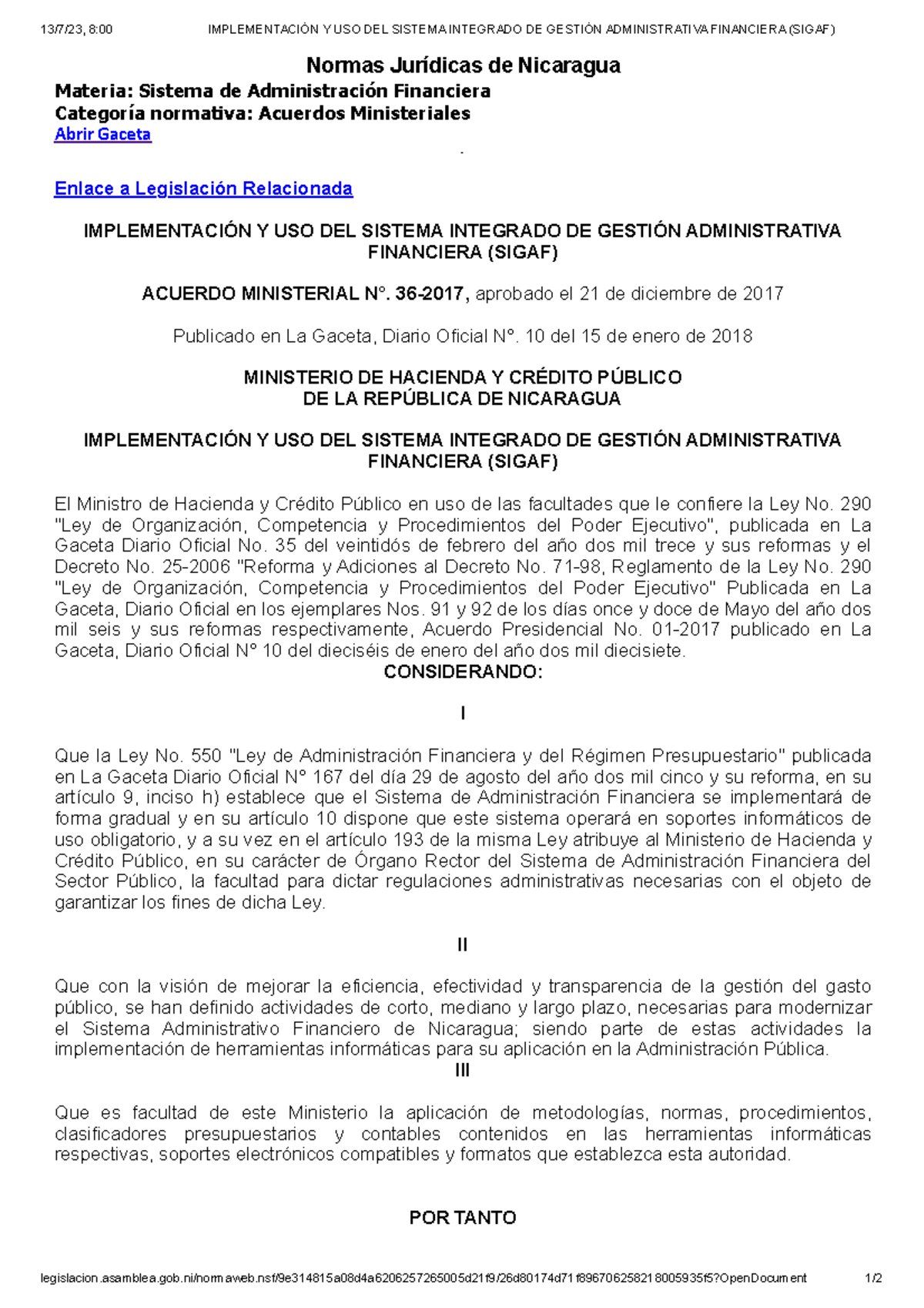 Implementación Y USO DEL Sistema Integrado DE Gestión Administrativa ...