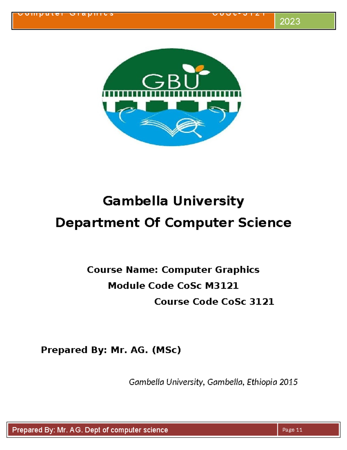 CoSc 3121: Computer Graphics Handout 2 - Introduction to CG Concepts ...