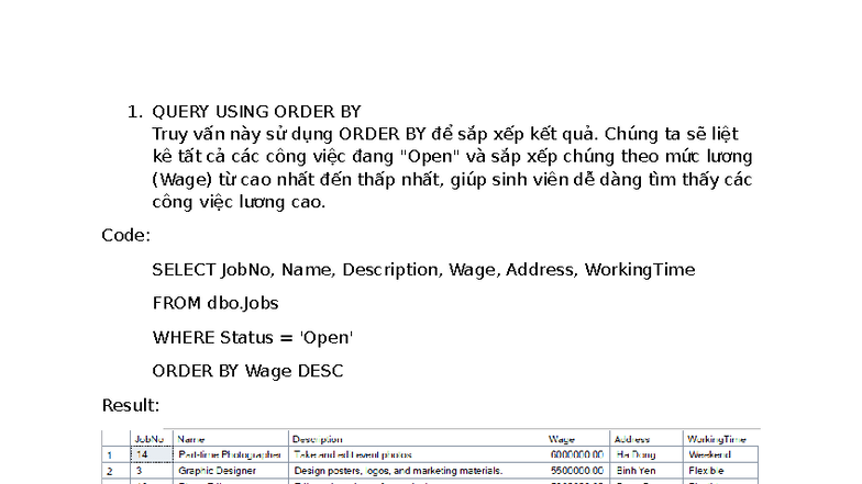 Query Techniques in SQL: ORDER, JOIN, AGGREGATE, and TRIGGER - Studocu