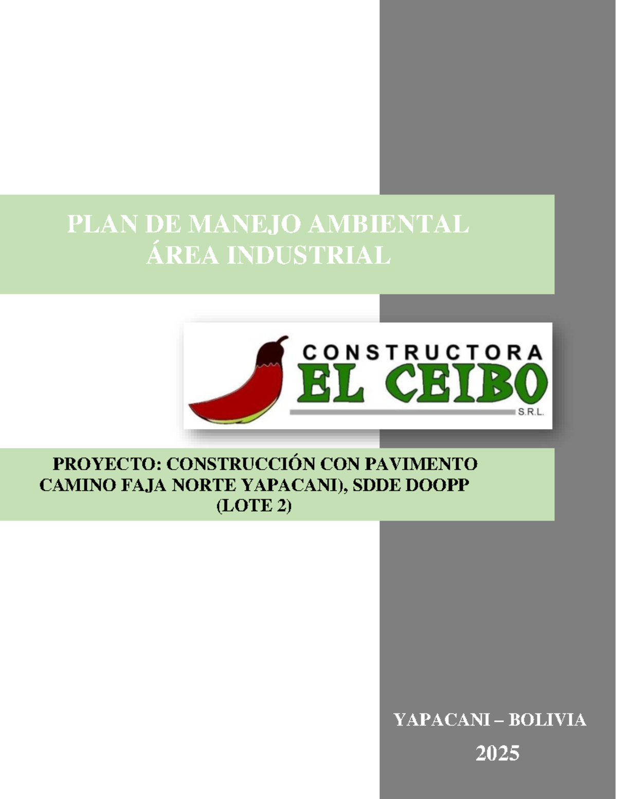 6 PMA AREA Industrial - PLAN DE MANEJO AMBIENTAL - 0 YAPACANI – BOLIVIA ...