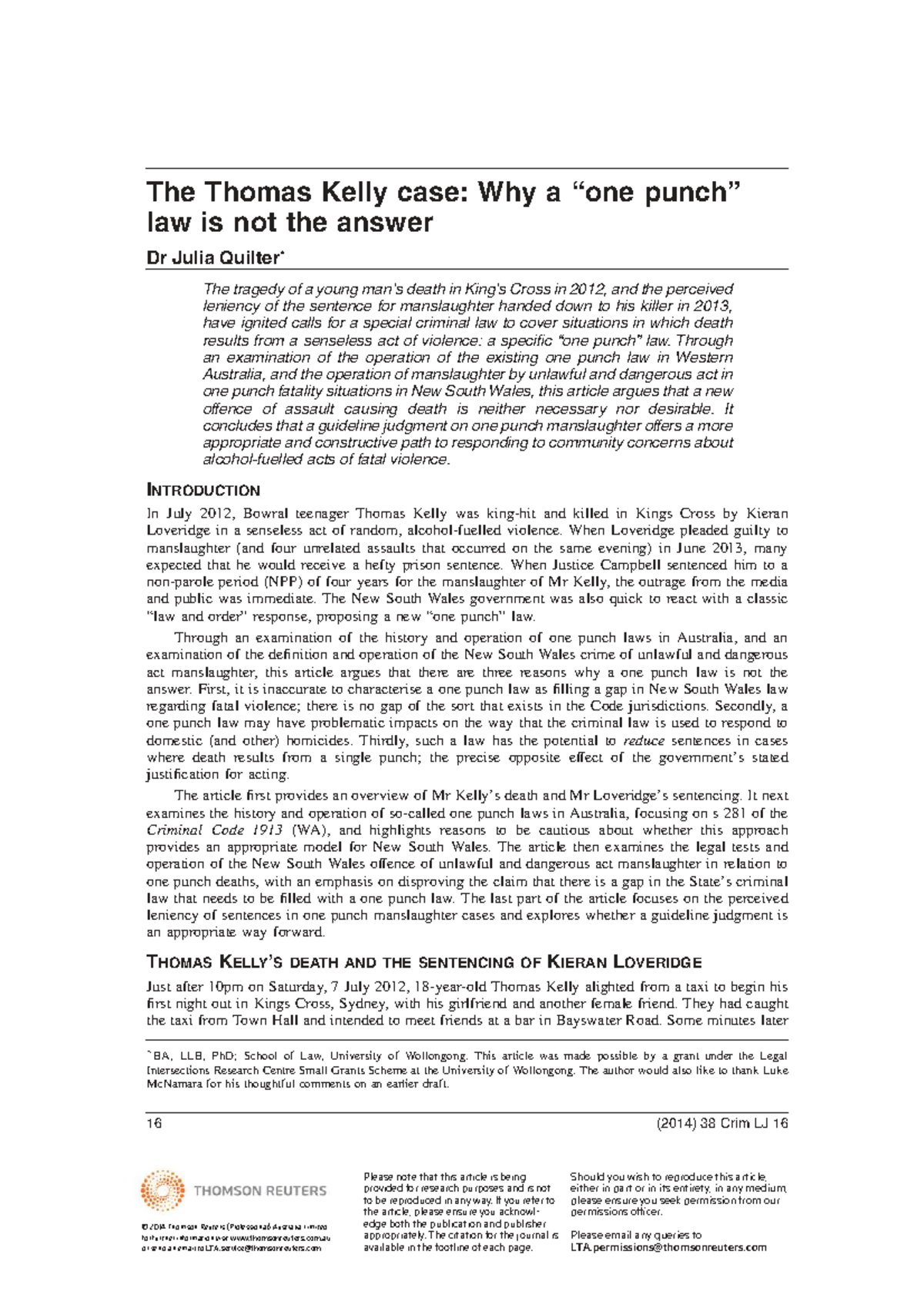 The Thomas Kelly Case: Analyzing One Punch Laws and Their Implications ...