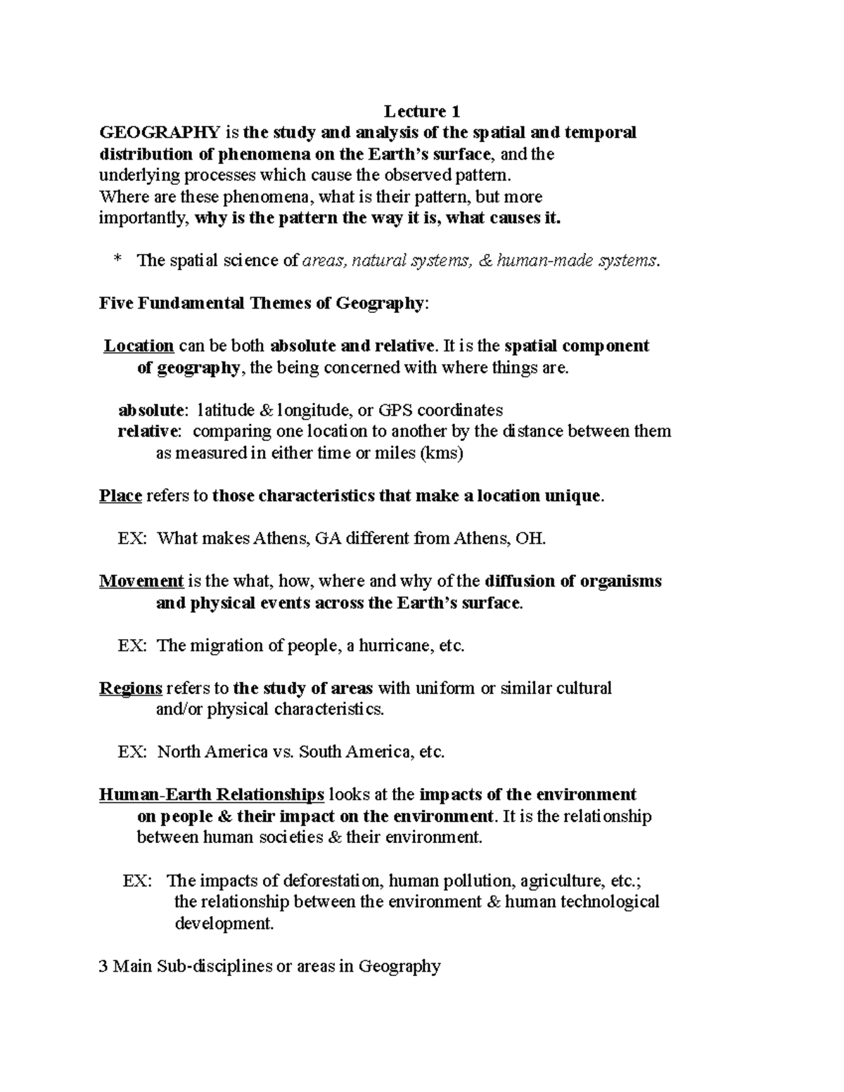 Physical Geography (GEO101) - Comprehensive Assignment Notes - Studocu