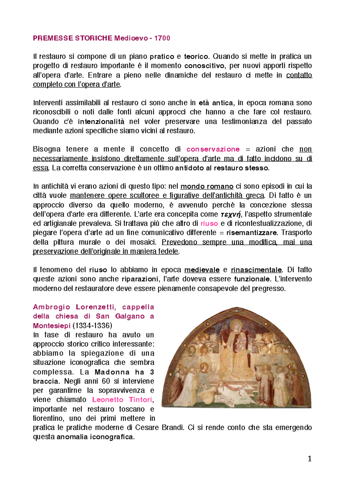 Restauro e Conservazione: Lezioni Complete (CORSO RESTAURI 101) - Studocu