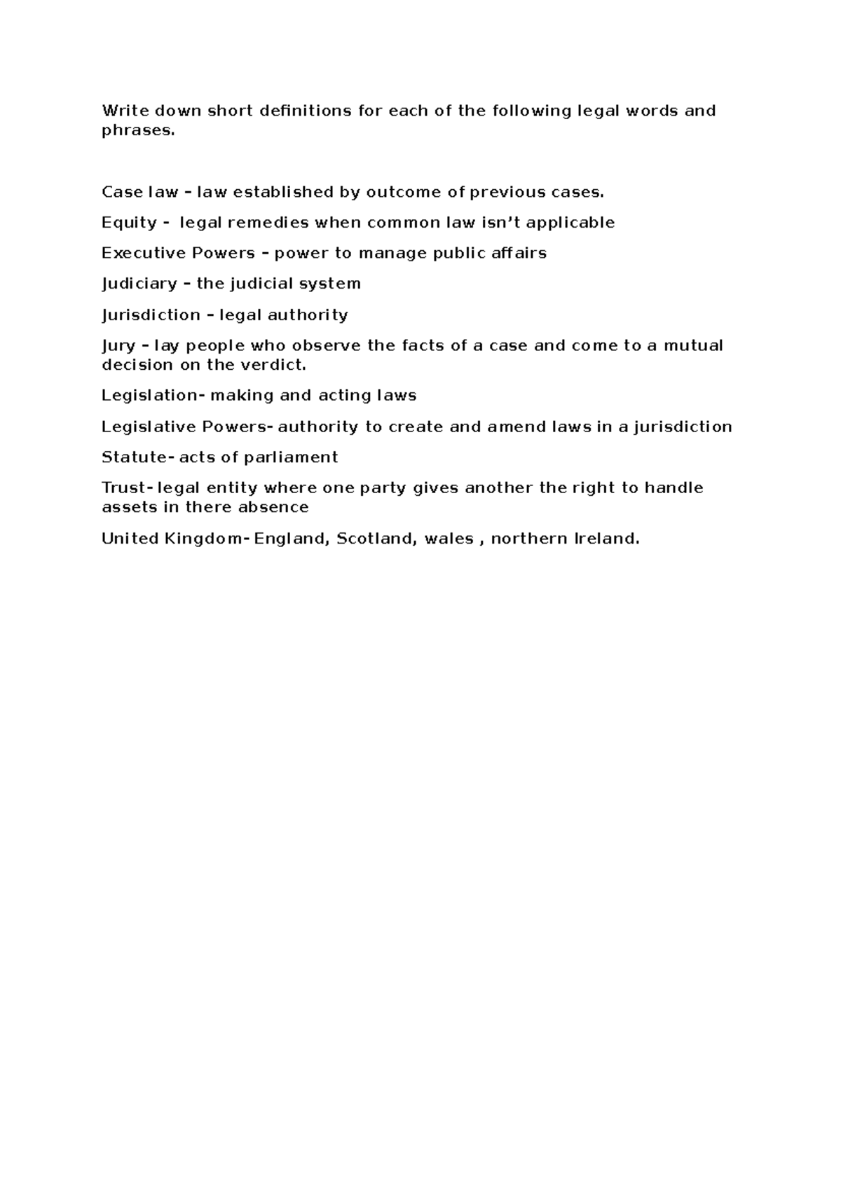 Unit 1 prep - prep - Write down short definitions for each of the ...