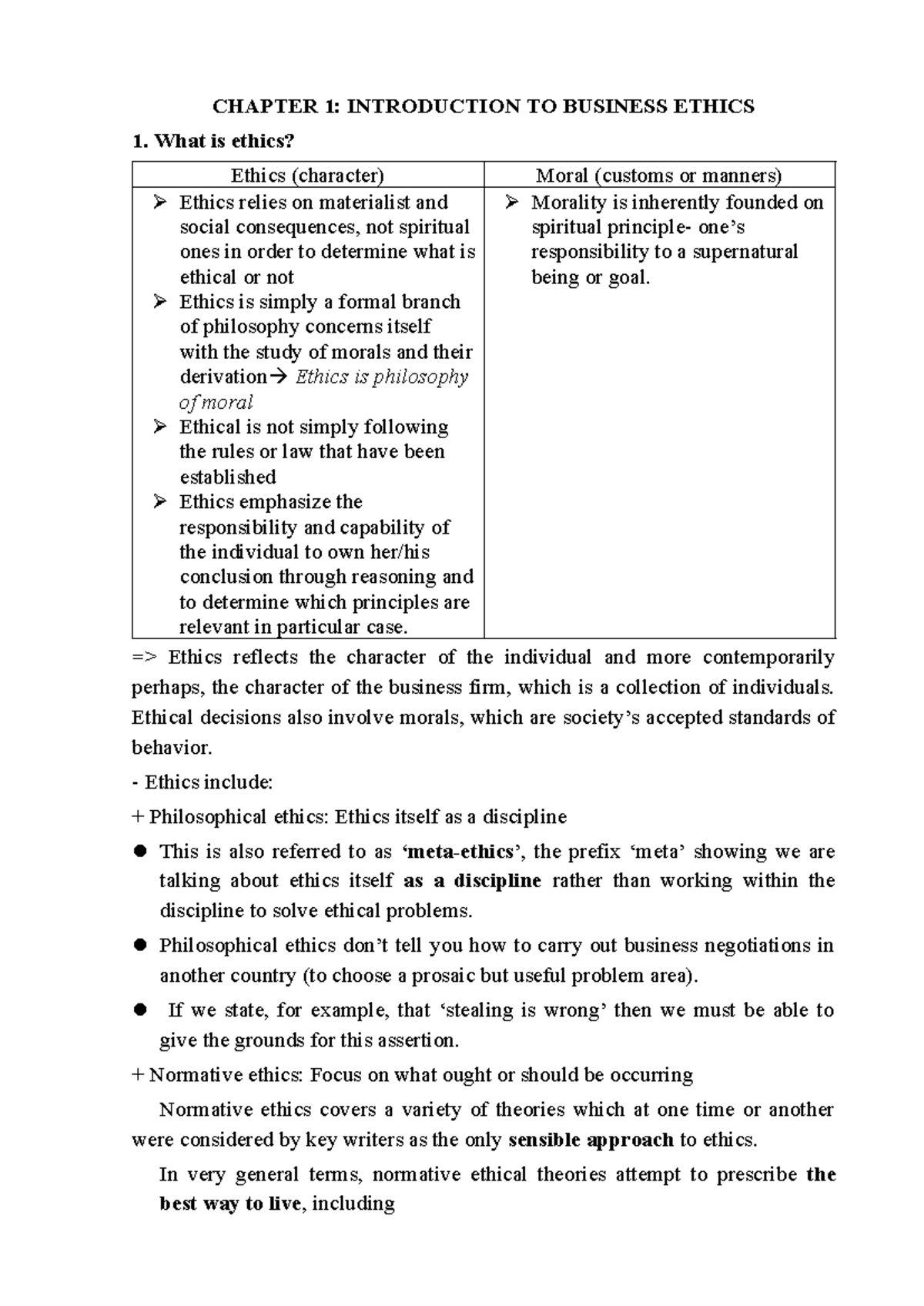 Business Ethics Overview: Key Concepts and Theories (BUS101) - Studocu