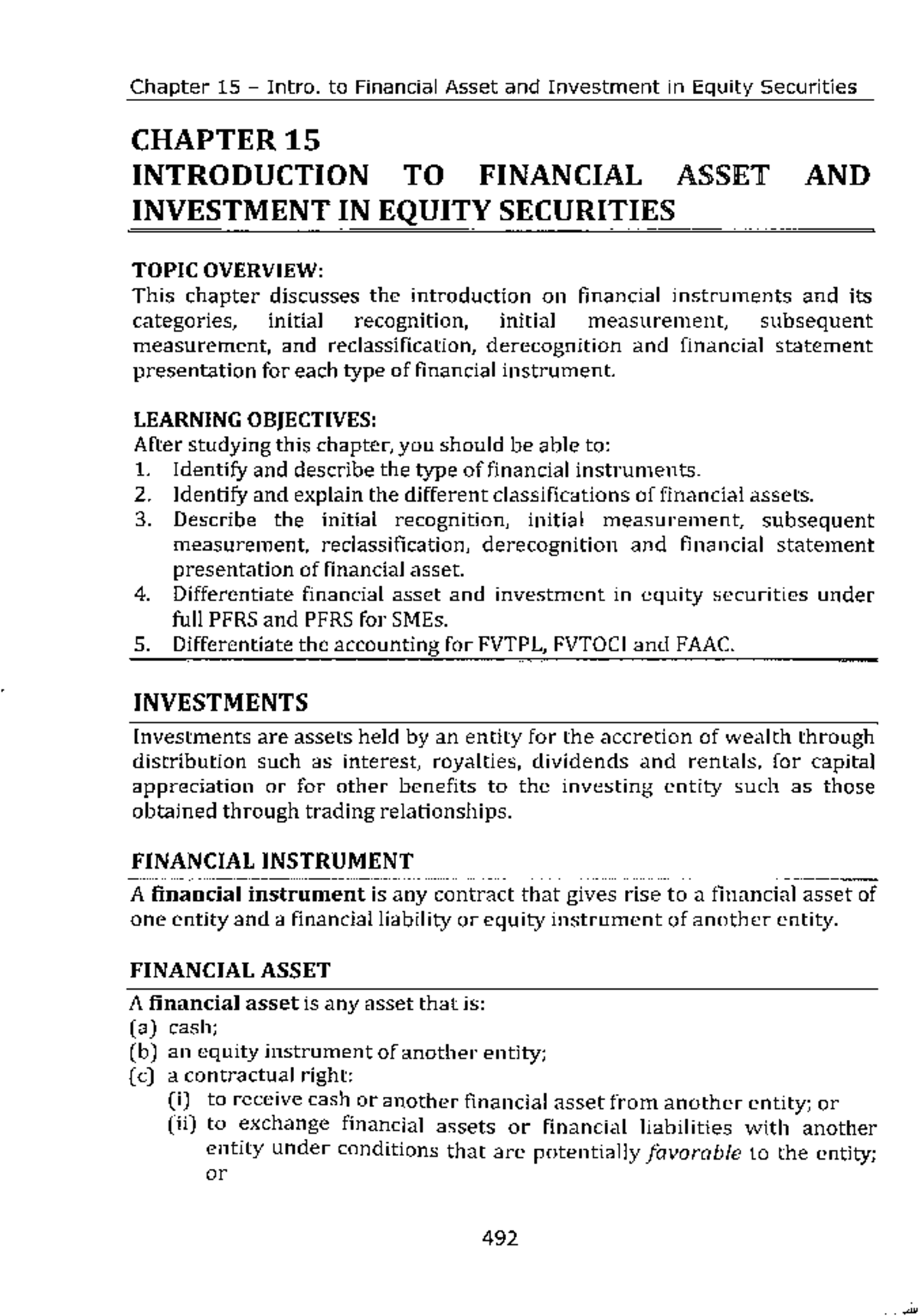 Chapter 15: Intro. to Financial Assets & Investment in Equity ...