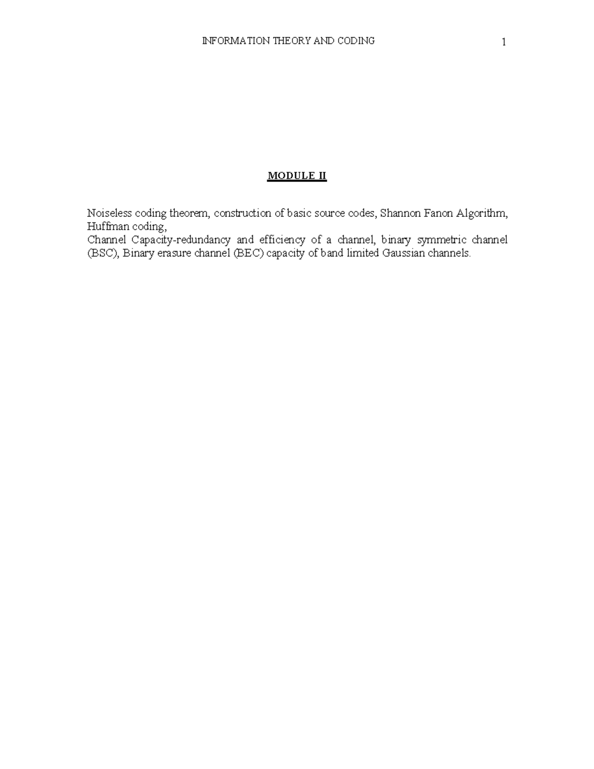 ITC Module 2 - Noiseless Coding Theorem & Channel Capacity Lecture ...