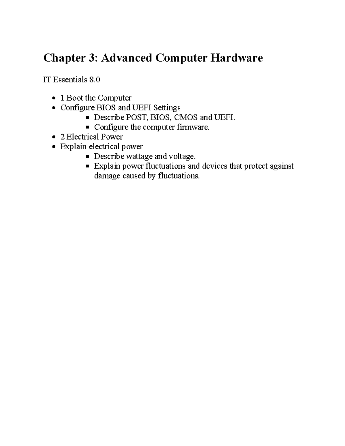 IT Essentials 8.0: Chapter 3 - Advanced Computer Hardware - Studocu