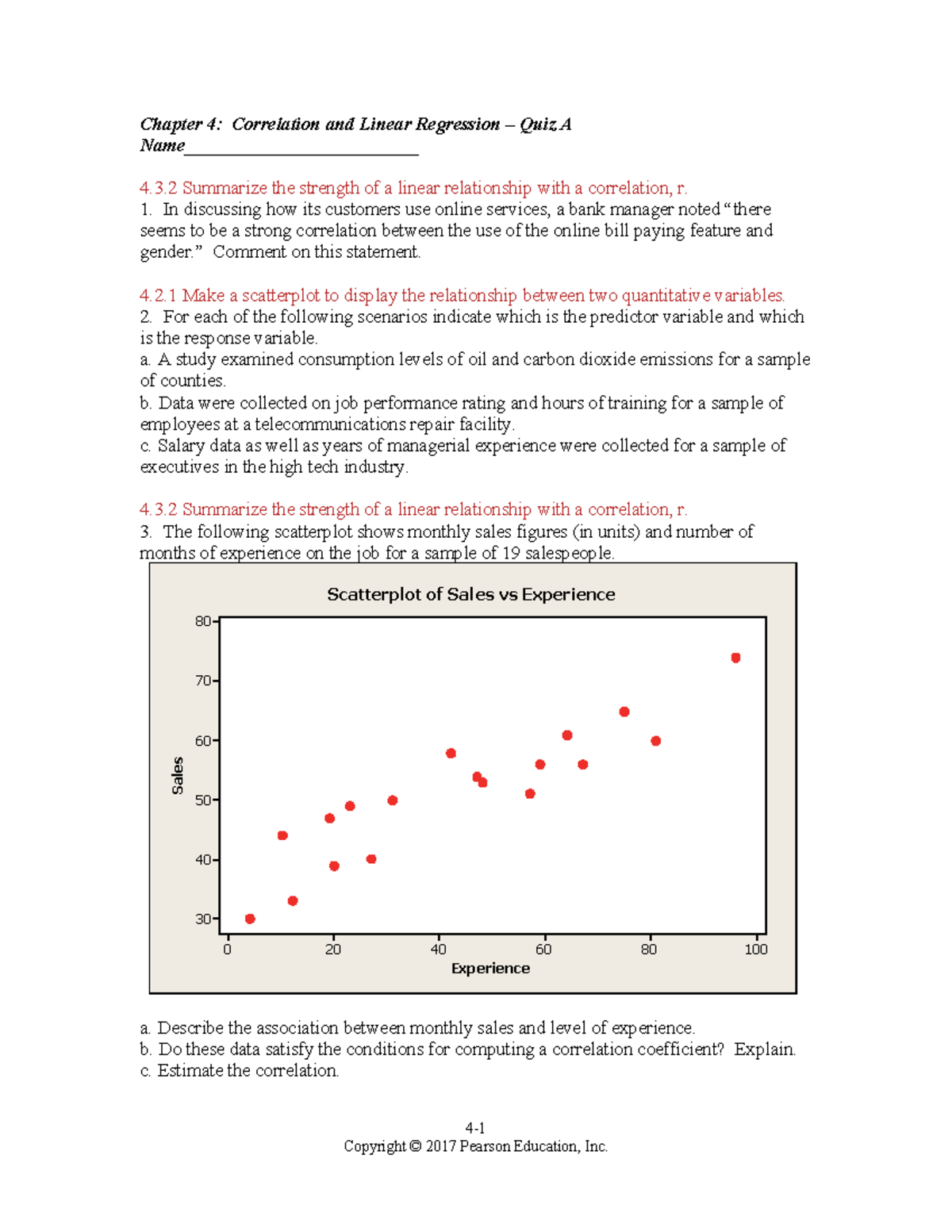 Chapter 4: Correlation and Linear Regression – Quiz A & B Insights ...