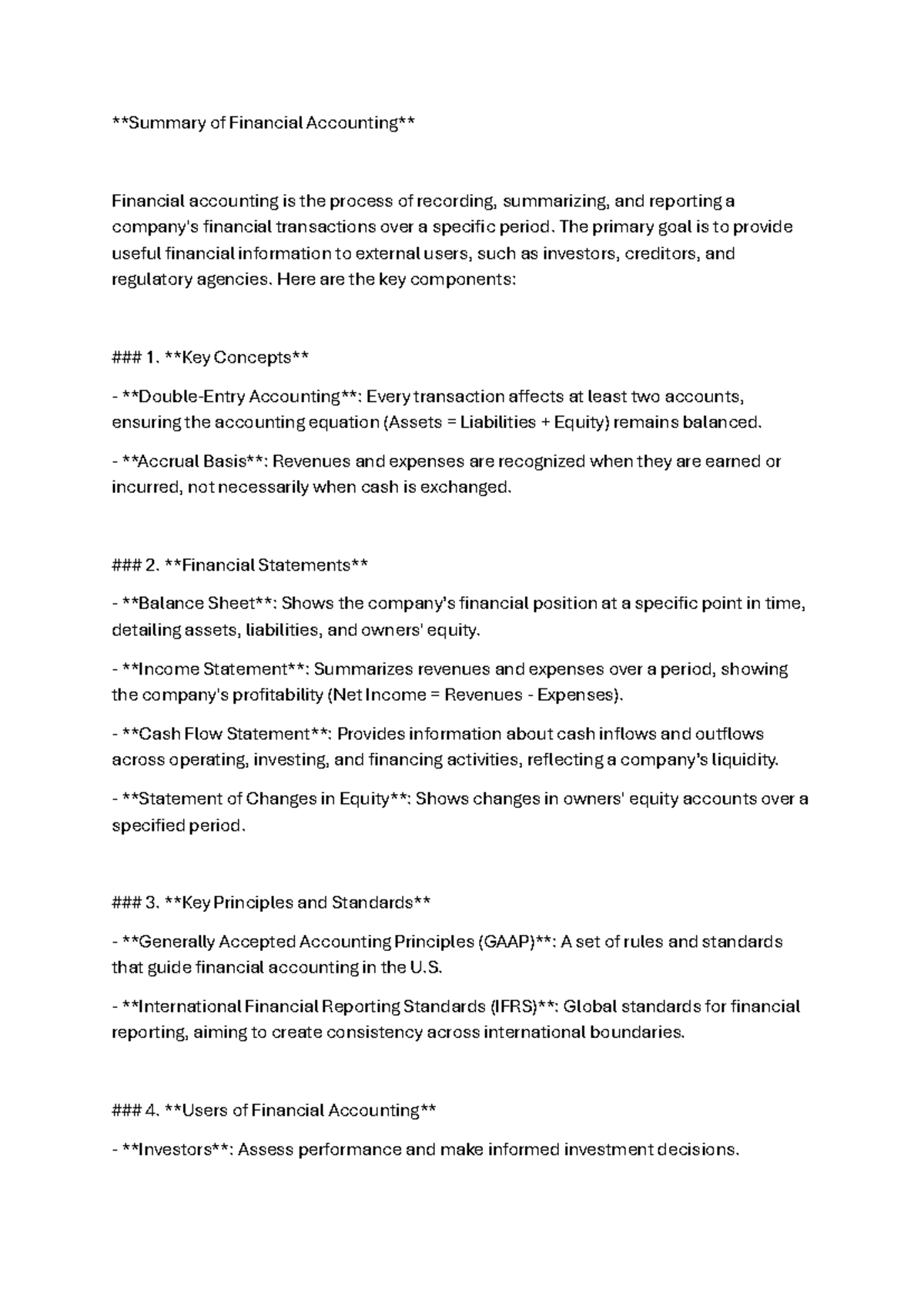 Summary of Financial Accounting Concepts and Statements - Studocu