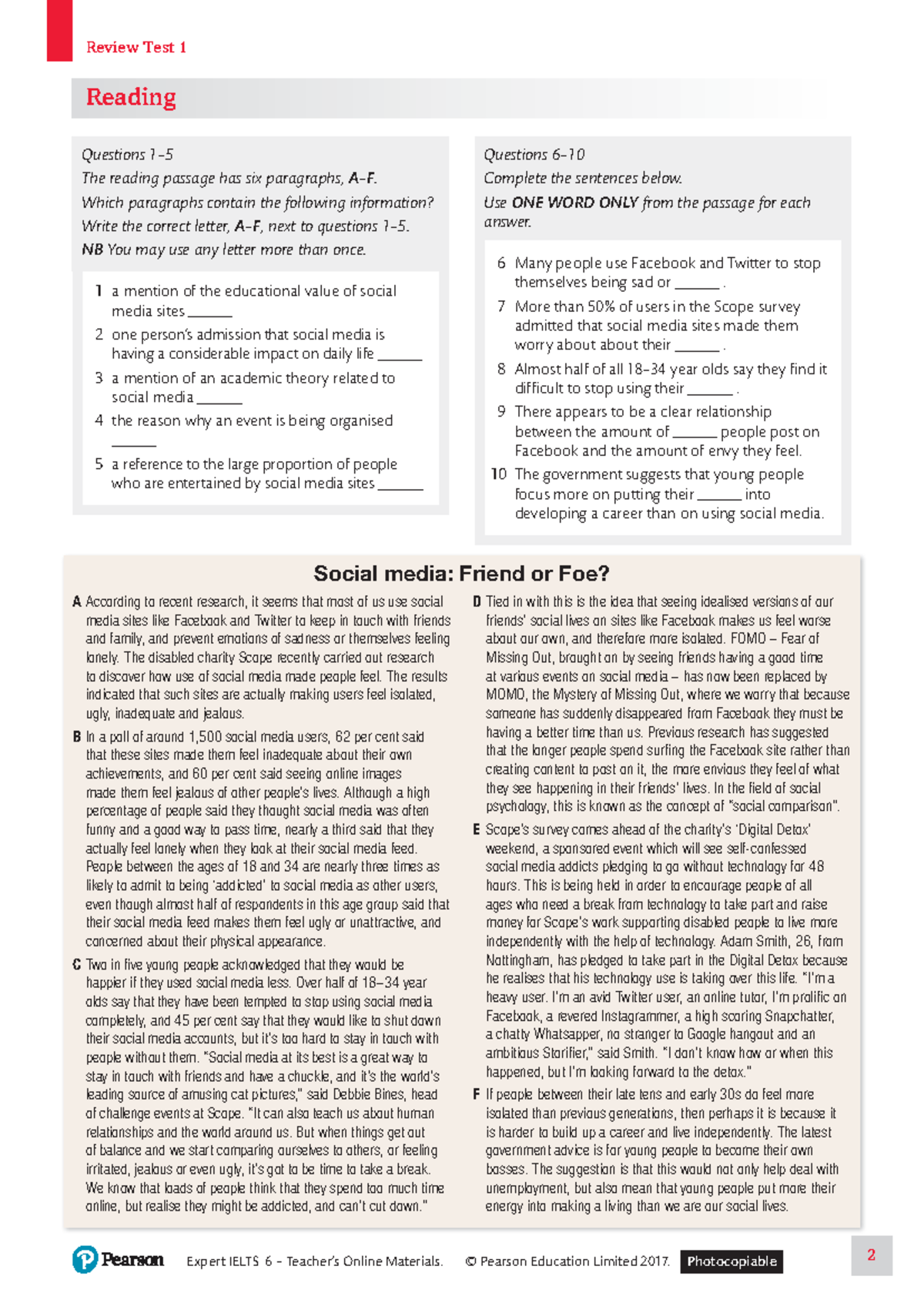 IELTS TT Test giữa khóa: Reading Passage Analysis and Questions - Studocu
