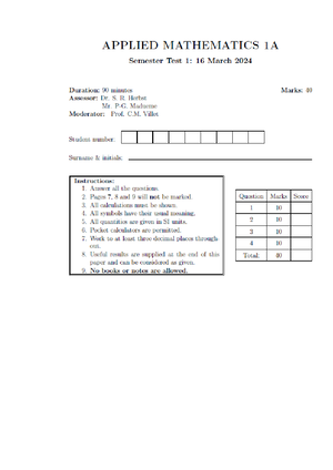 Apm01a1 semester test 2 2024 memo - APM01A APPLIED MATHEMATICS 1A ...
