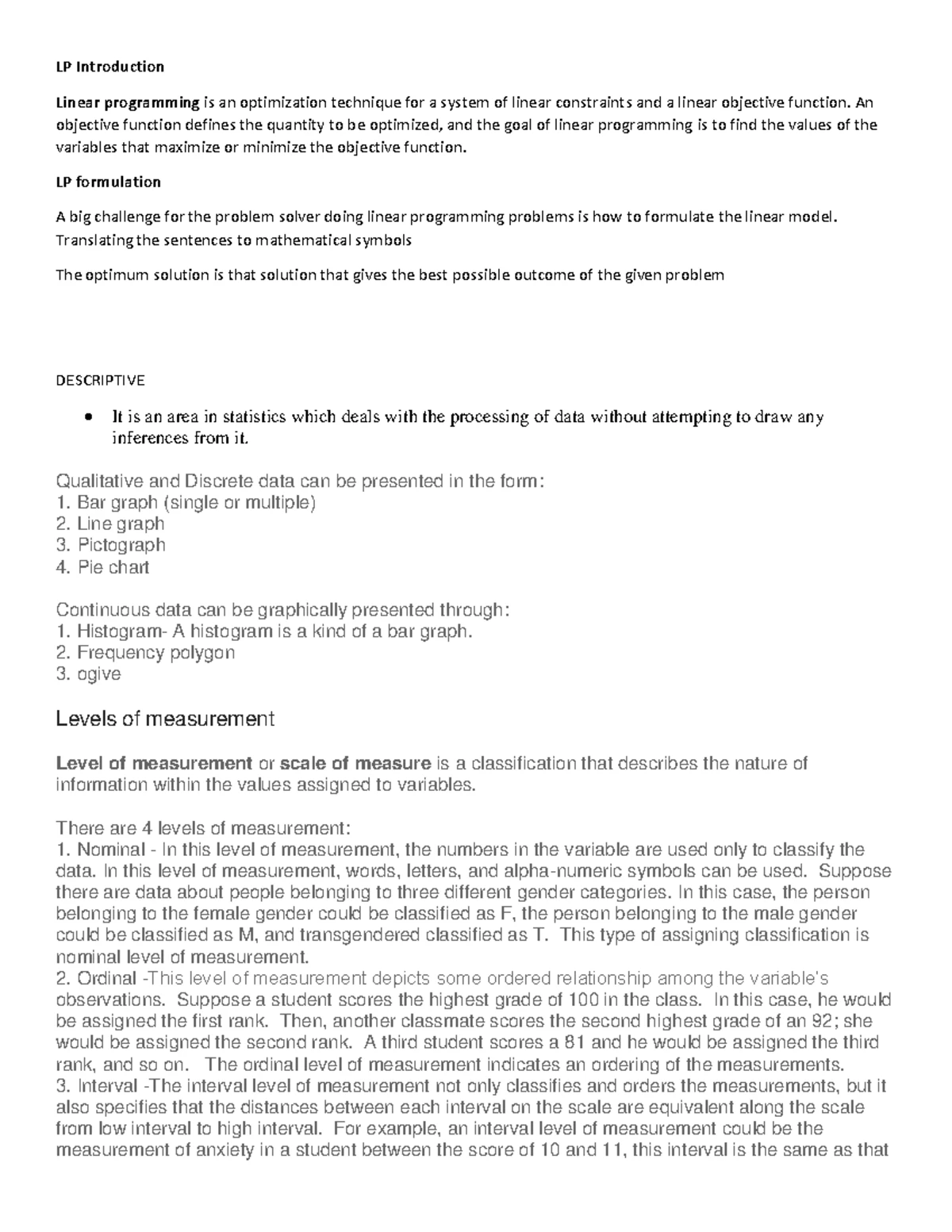 Data management 1-5: Comprehensive notes on statistics and analysis ...
