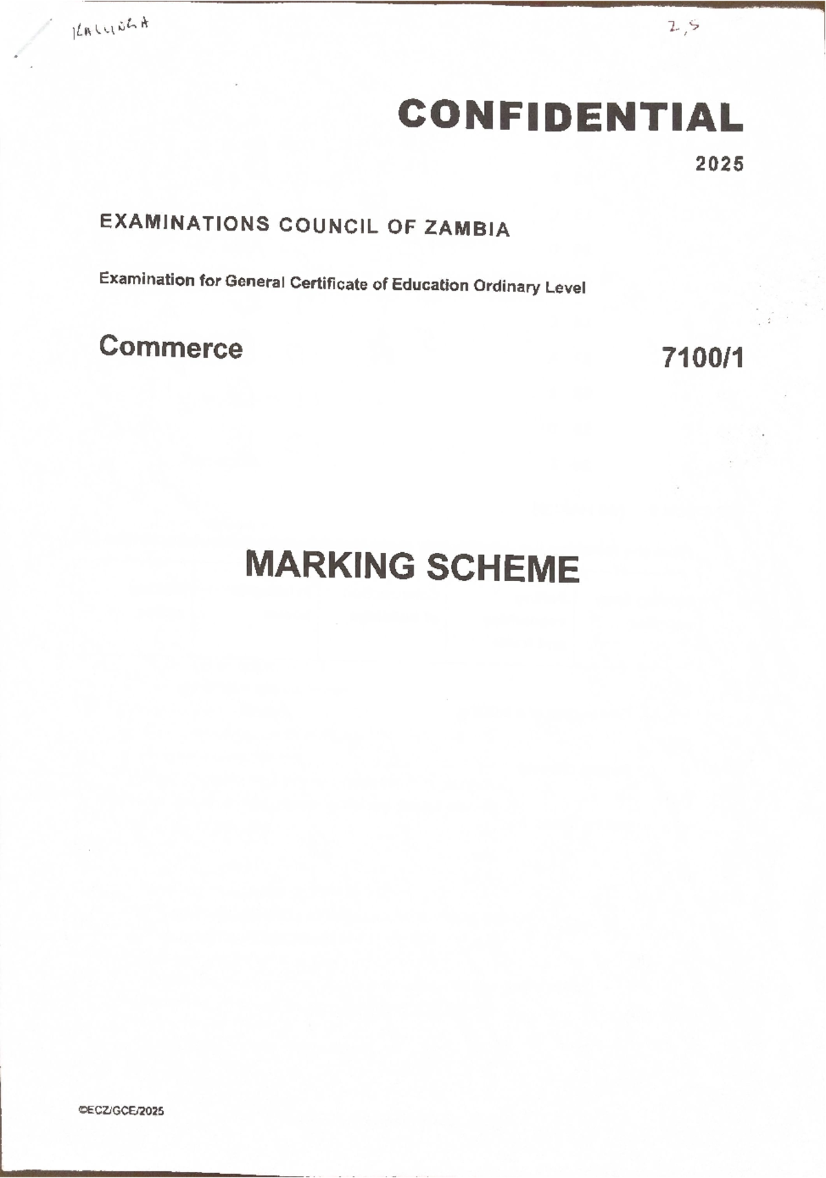 Commerce GCE 2025 - Marking Scheme for Ordinary Level Exam - Studocu