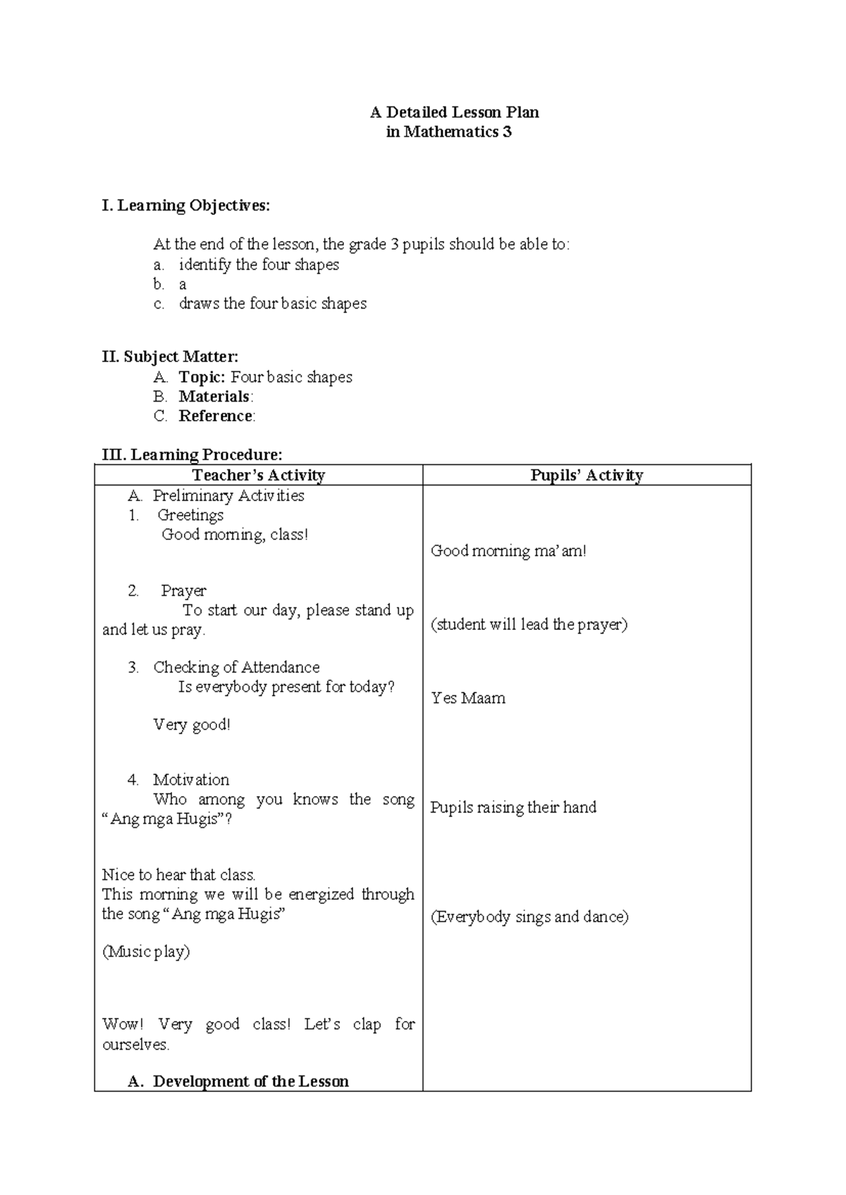 Planet mercury - nothing - A Detailed Lesson Plan in Mathematics 3 I ...
