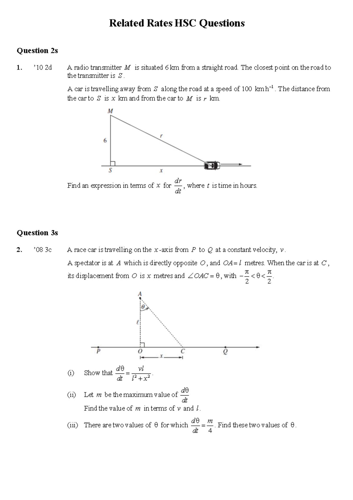 Calculus HSC - Related Rates Study Notes - Studocu