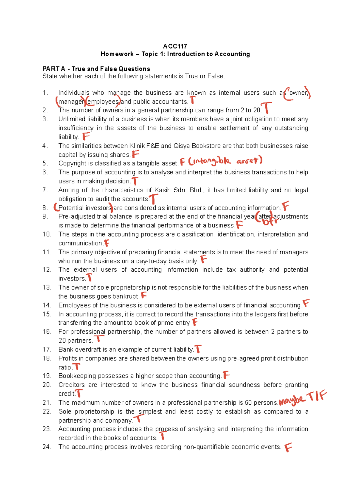Acc 117 - Acc117 - ACC Homework – Topic 1: Introduction to Accounting ...