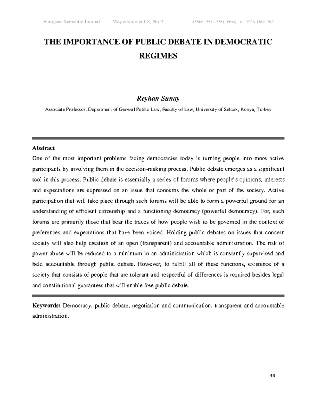 The Role of Public Debate in Strengthening Democracy: A Study - Studocu