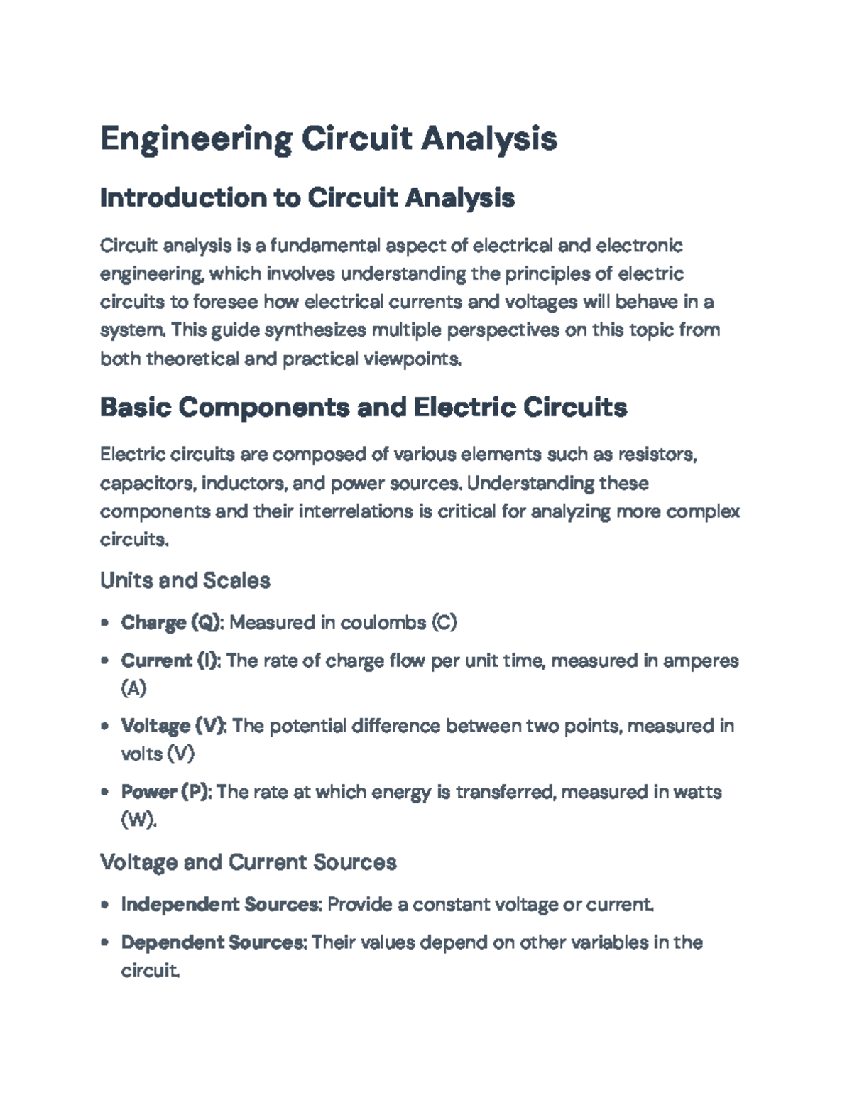 ENGR 101: Comprehensive Guide to Circuit Analysis Principles and ...