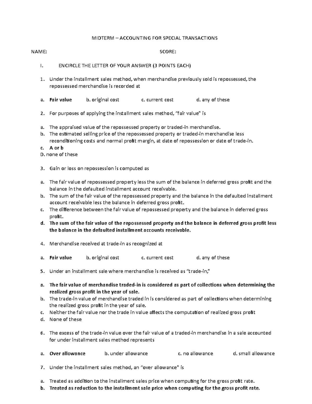 MIDTERM ACCOUNTING FOR SPECIAL TRANSACTIONS (ACC 101) - Studocu