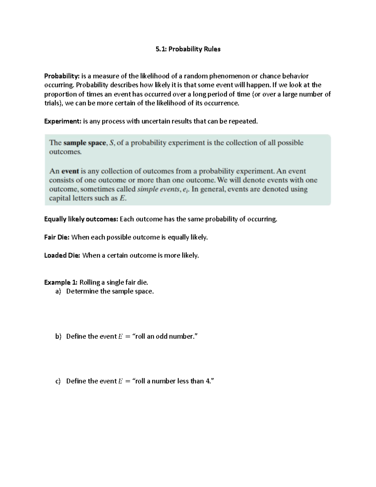 Probability Rules (5.1) - Understanding Basic Concepts and Examples ...