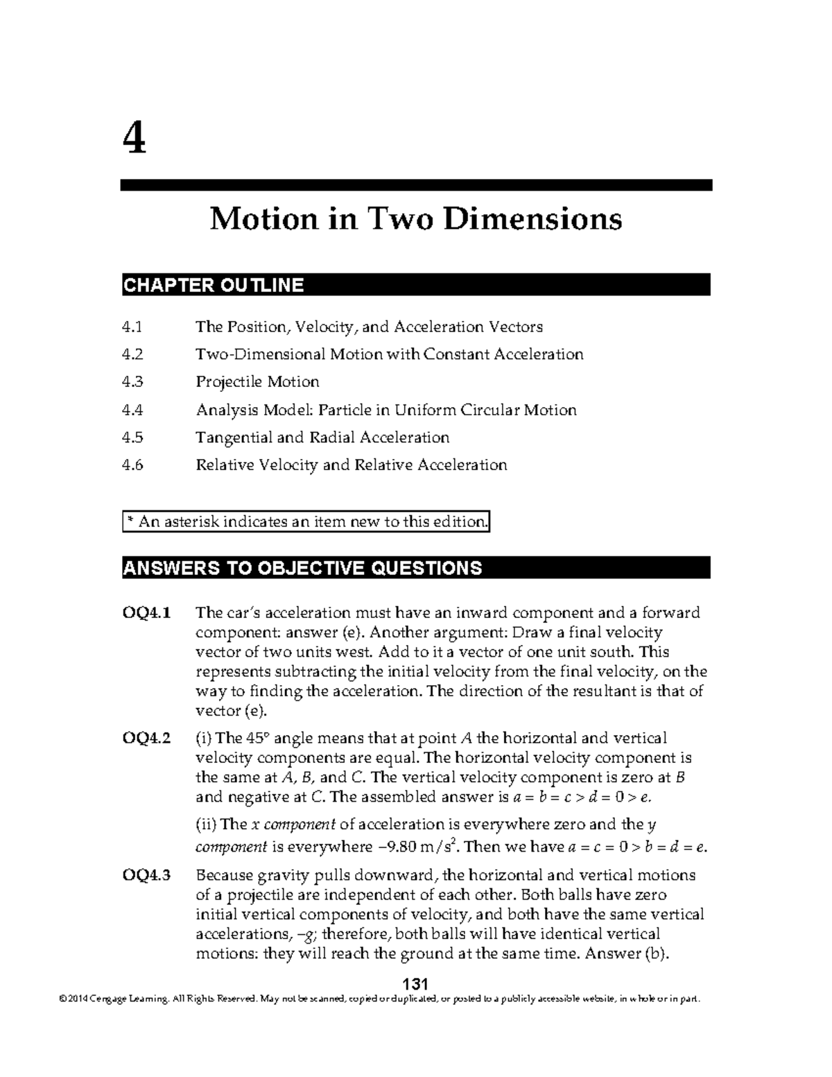 Chapter 04 - Motion in Two Dimensions: Answers & Solutions - Studocu