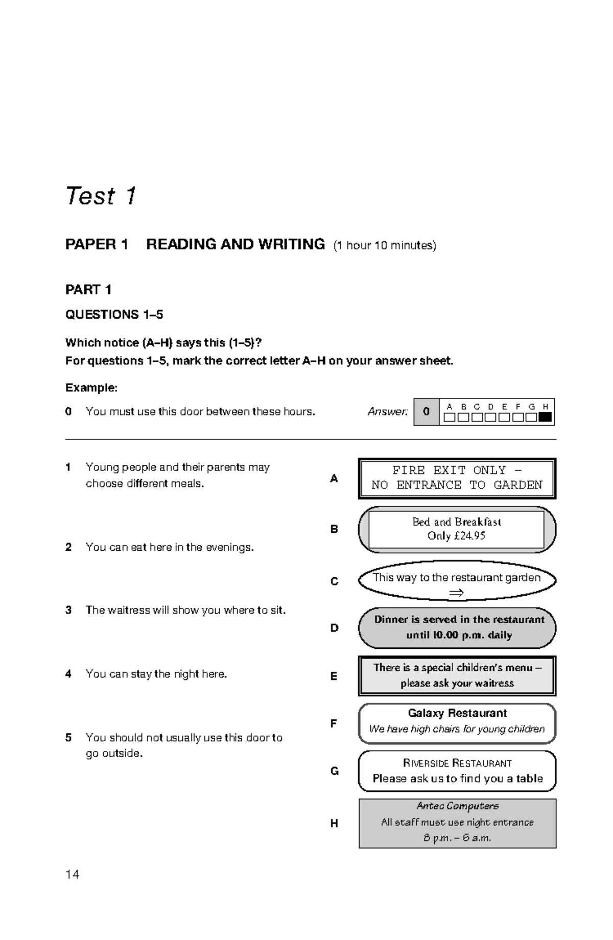 Test 1 Reading and Writing Practice (KEY English TEST) - Studocu