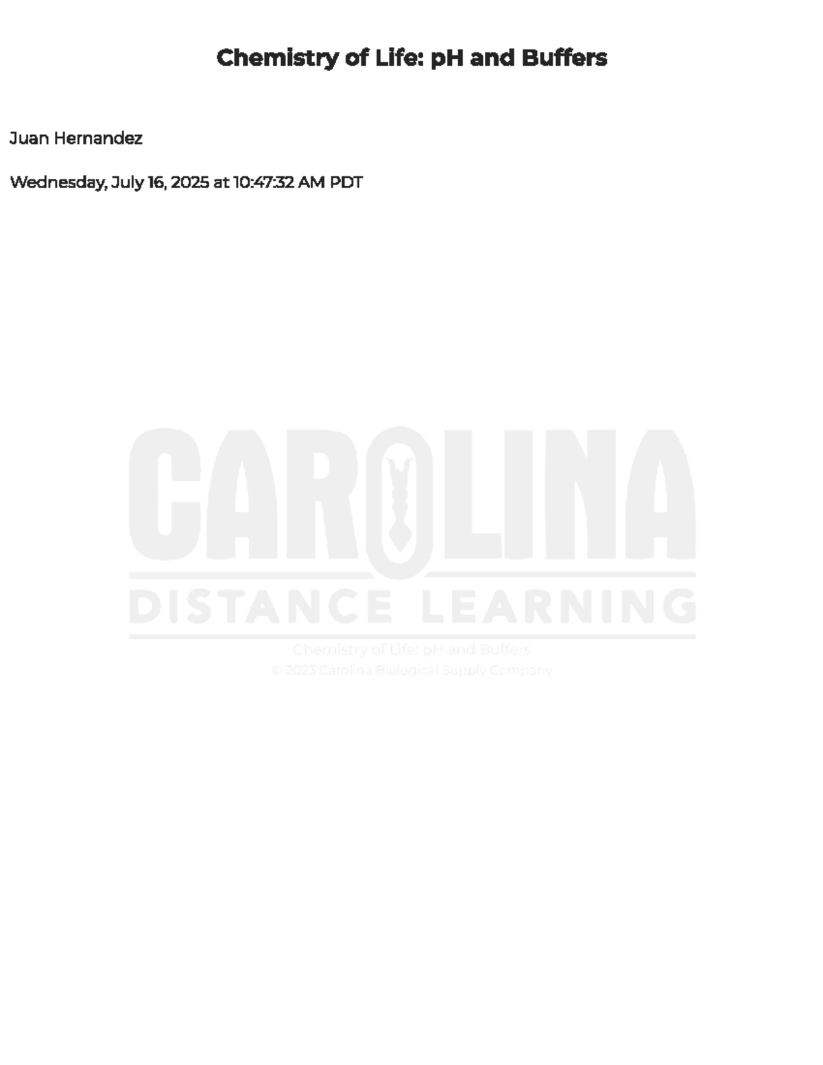 Chemistry of Life: pH and Buffers Lab Report - Module 2 - Studocu