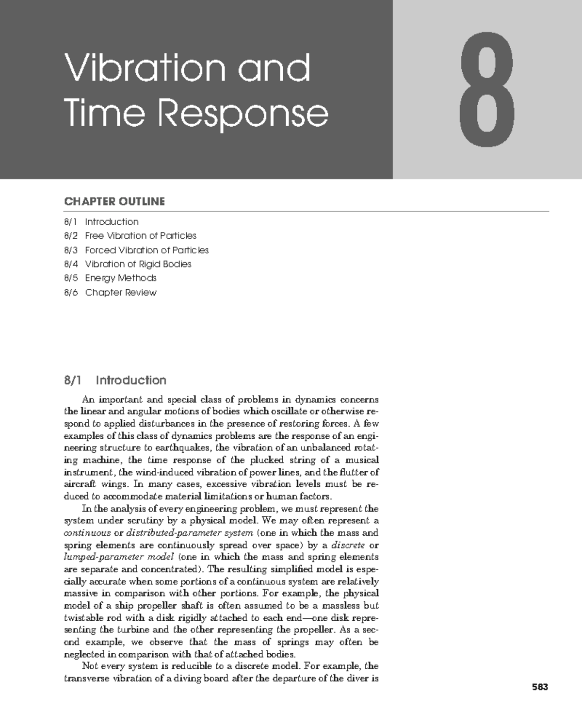 DYNAMICS OF RIGID BODIES: VIBRATION & TIME RESPONSE (CH 8) - Document Preview