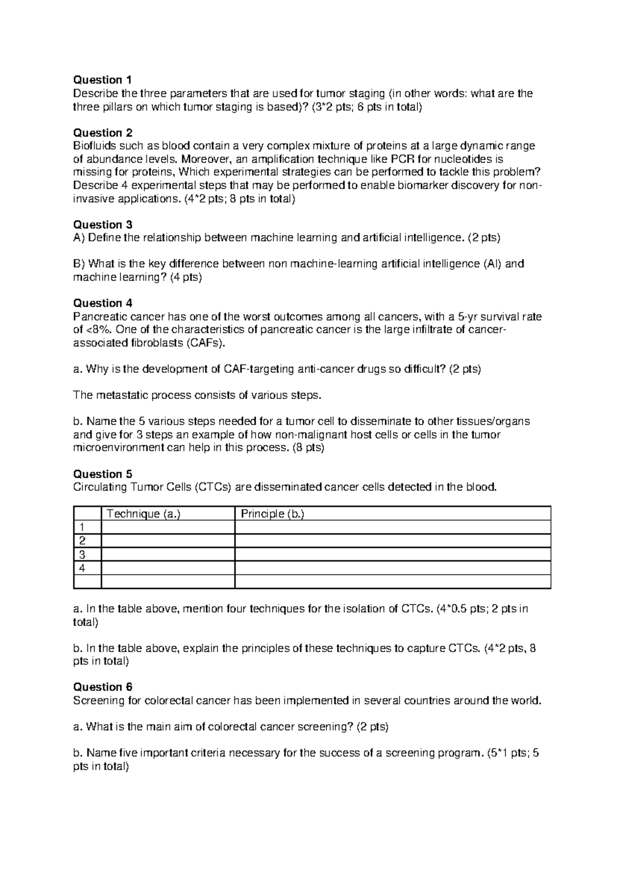 25-26 TBMD - Test Exam: Tumor Staging & Biomarker Discovery - Studeersnel