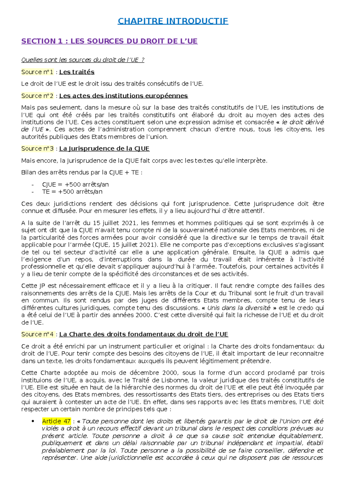 CM prof - Picod - CHAPITRE INTRODUCTIF SECTION 1 : LES SOURCES DU DROIT ...