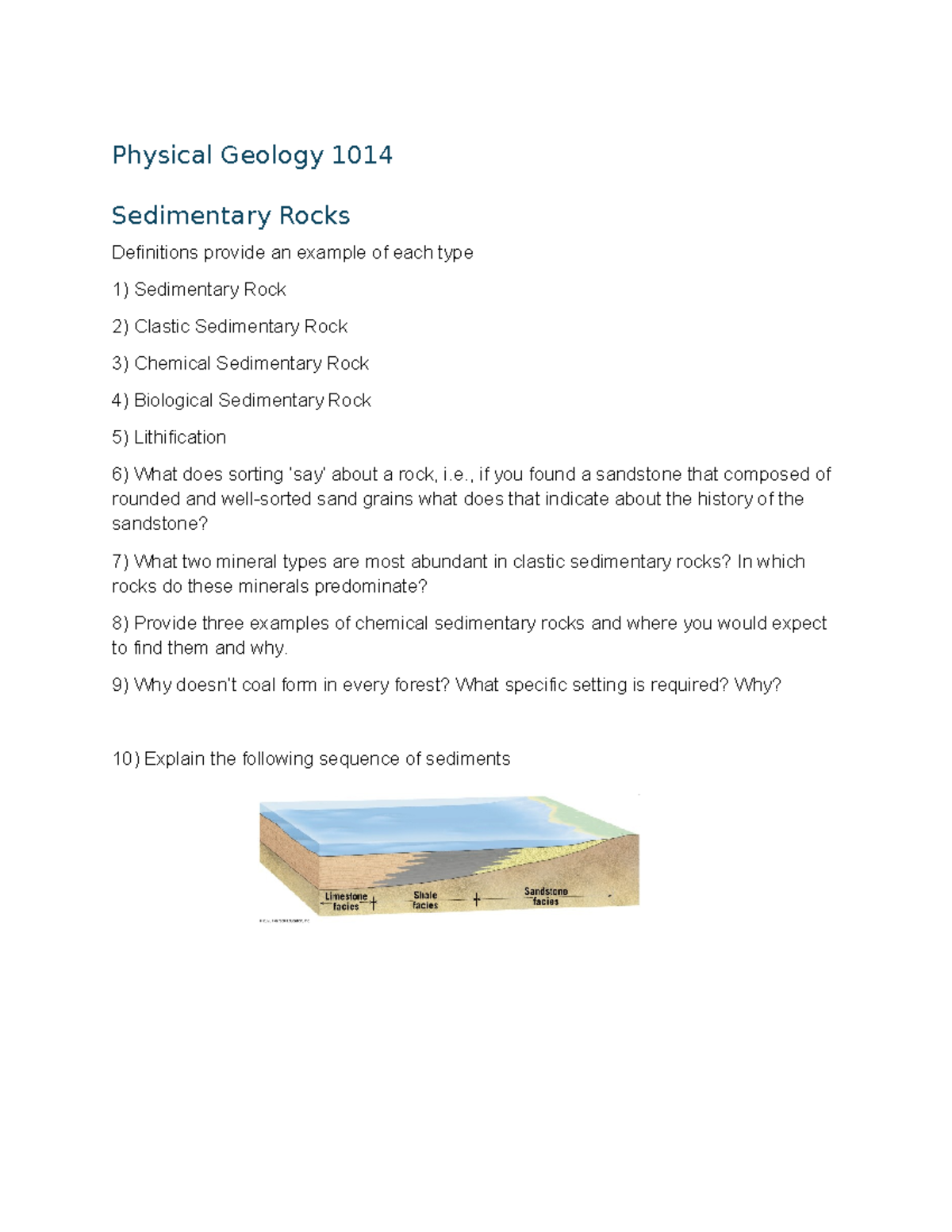 Physical Geology 1014: Overview of Sedimentary Rocks and Definitions ...