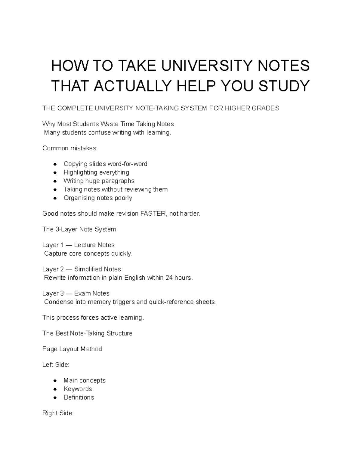 Effective Note-Taking Strategies for University Success - Studocu