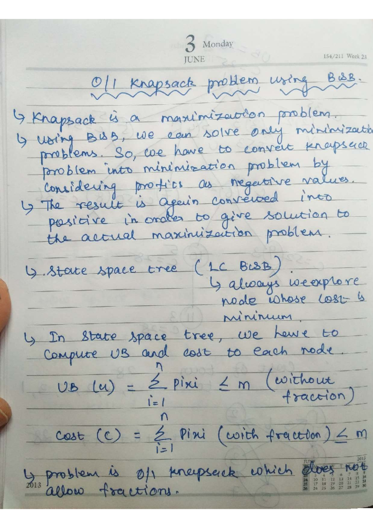 B&B-Knapsack Problem Analysis - Week 23 (2013) - Studocu