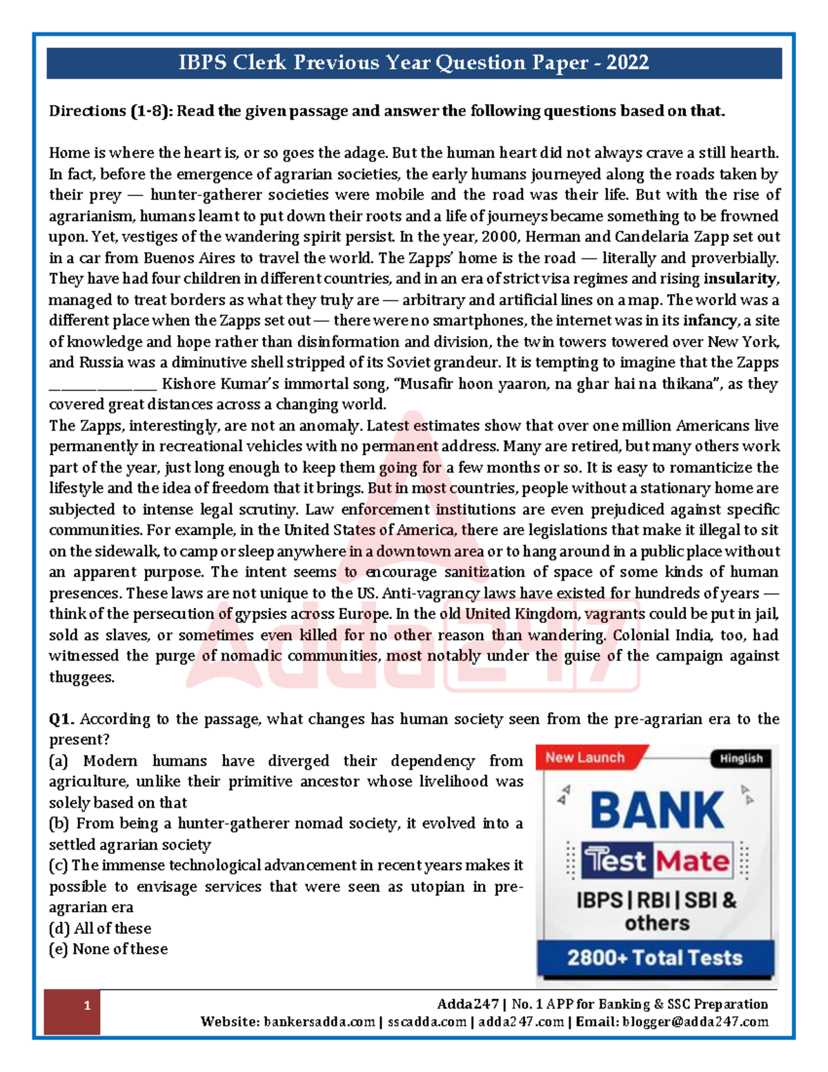 IBPS Clerk 2022 Previous Year Question Paper Analysis and Solutions ...