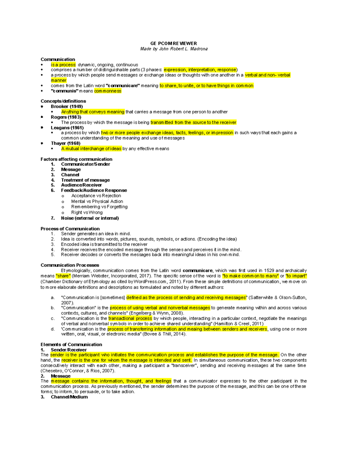 GE PCOM Communication Process Overview and Key Concepts - Studocu