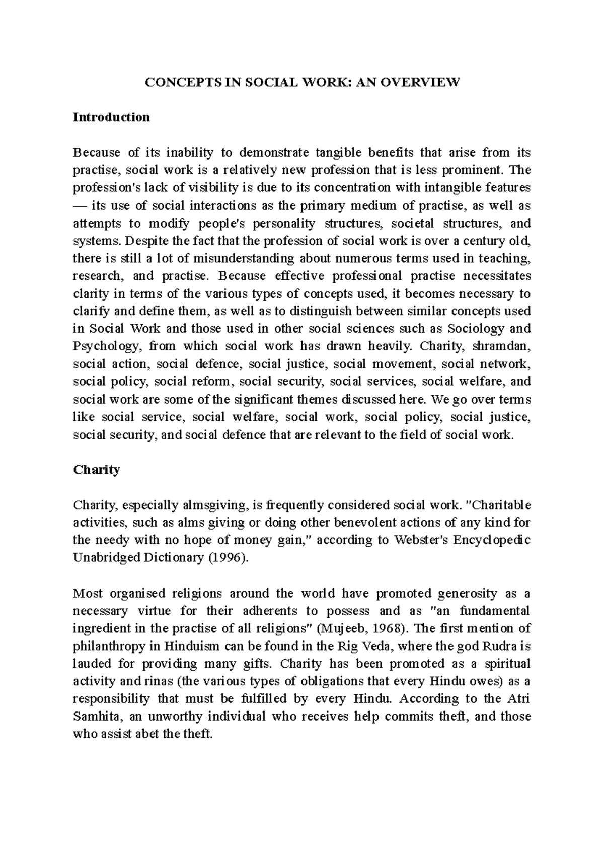 Concepts IN Social WORK AN Overview - CONCEPTS IN SOCIAL WORK: AN ...