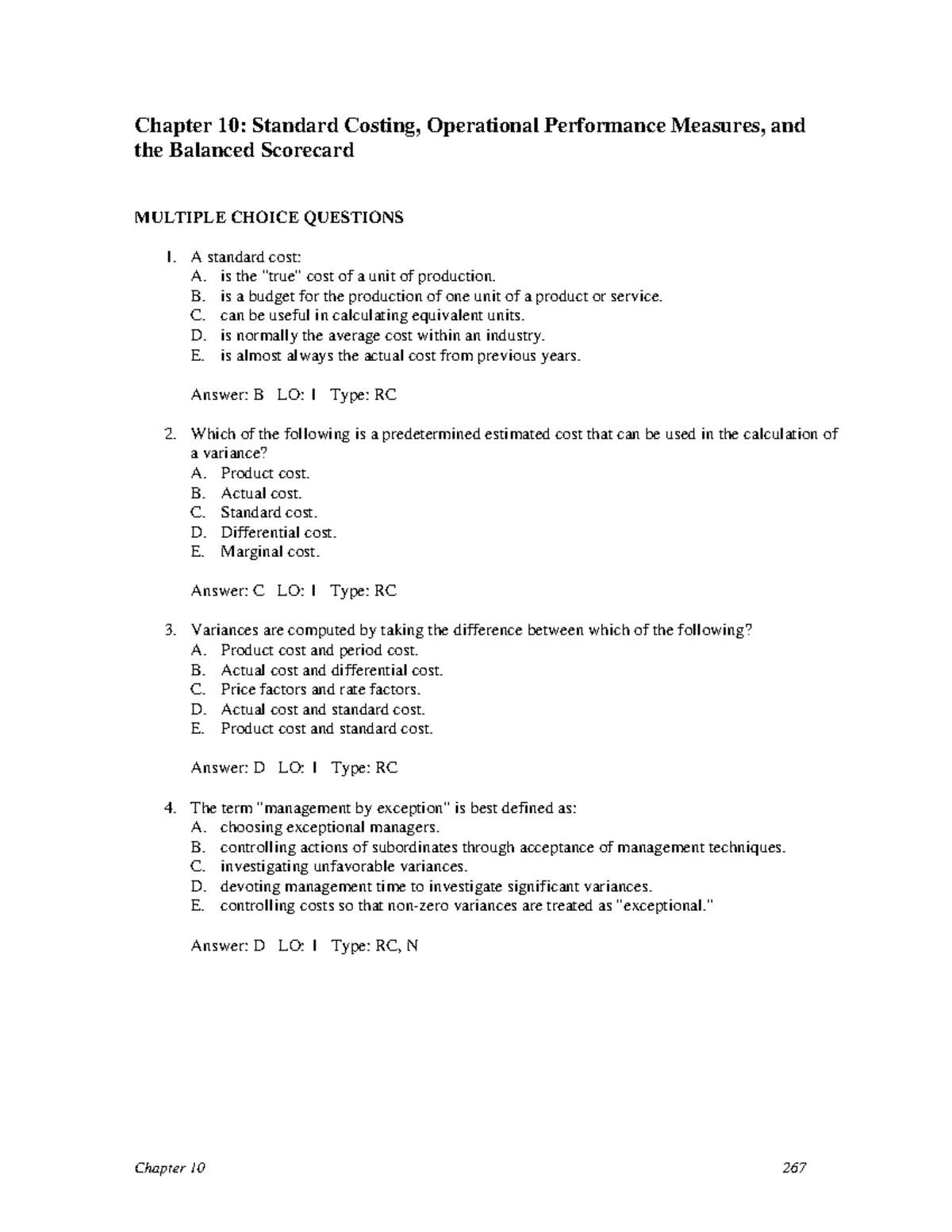 Chapter 10.Standard Costing, Operational Performance Measures, and the ...