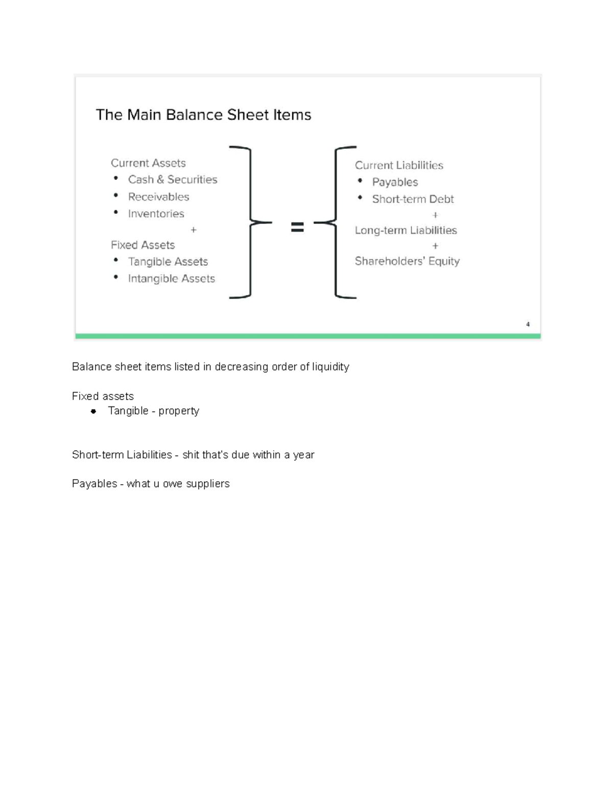 IS2218 Lecture Notes on Balance Sheet & Cash Flow Analysis - Studocu