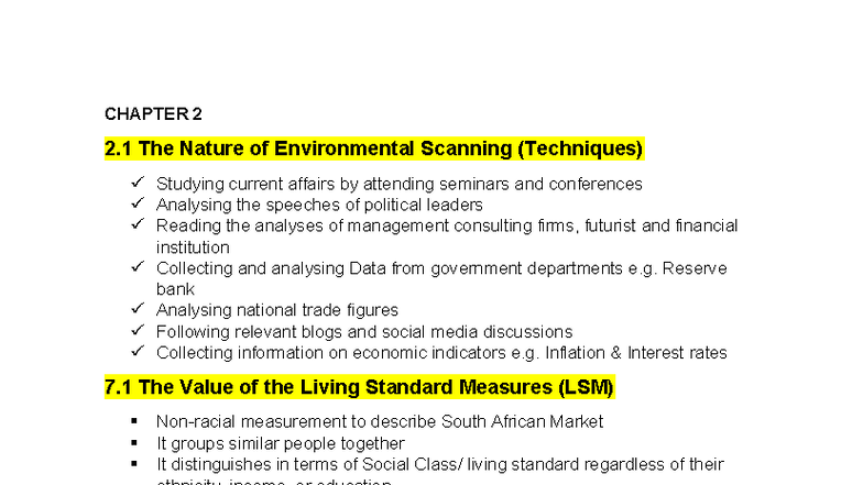 Marketing Notes: CHAPTER 2 & 4 - Environmental Scanning & Industry ...