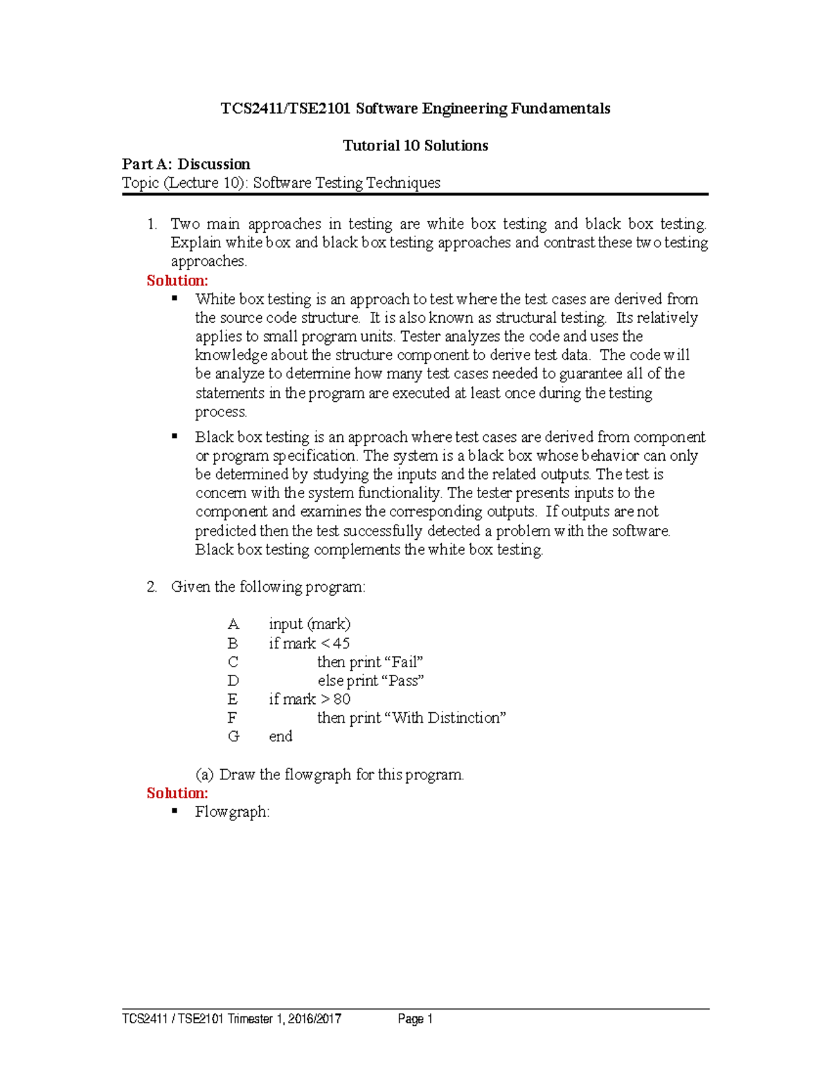 171489 Tut10 - solutions - Software Engineering Fundamentals Tutorial ...