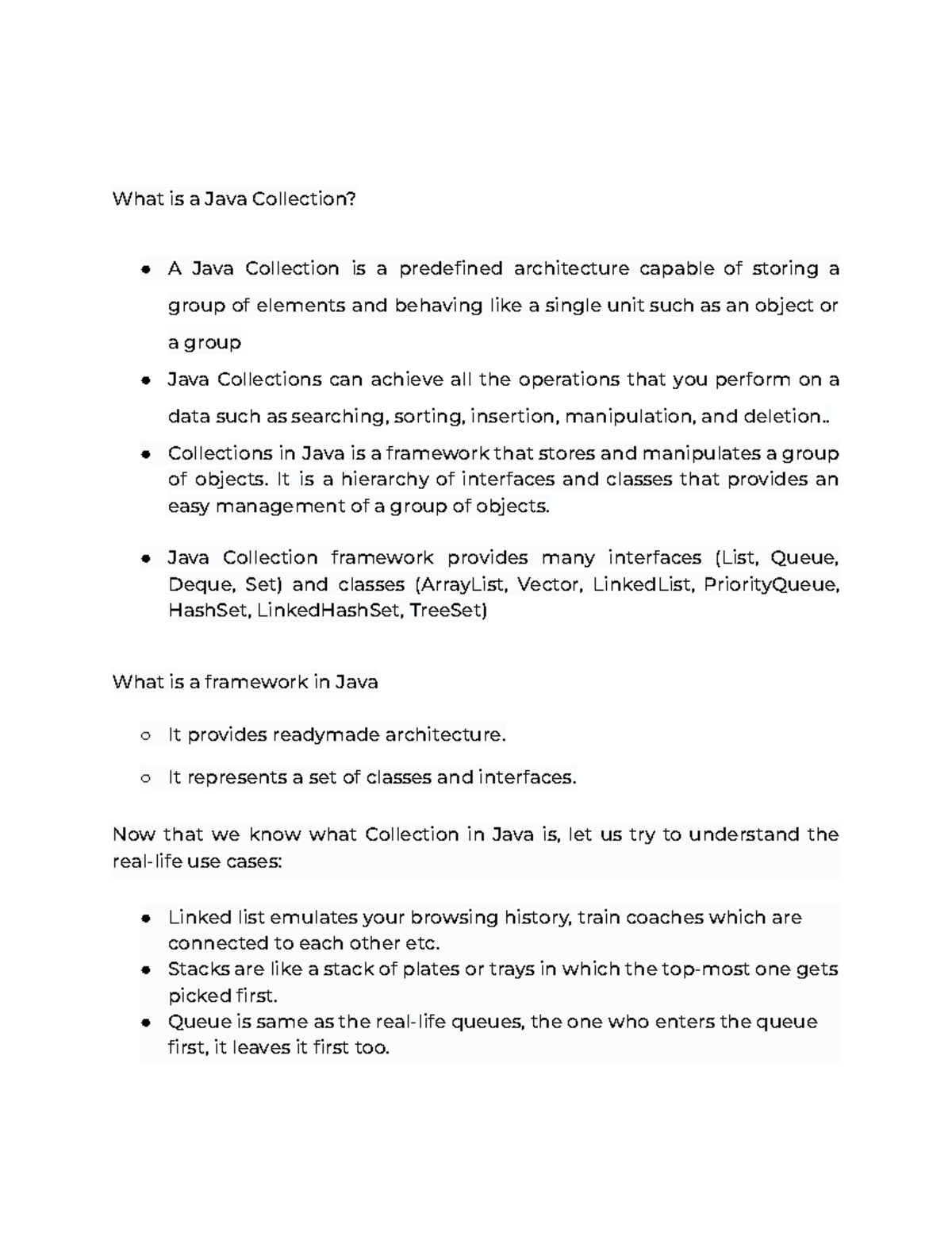 Copy of Collection Notes - What is a Java Collection? A Java Collection ...