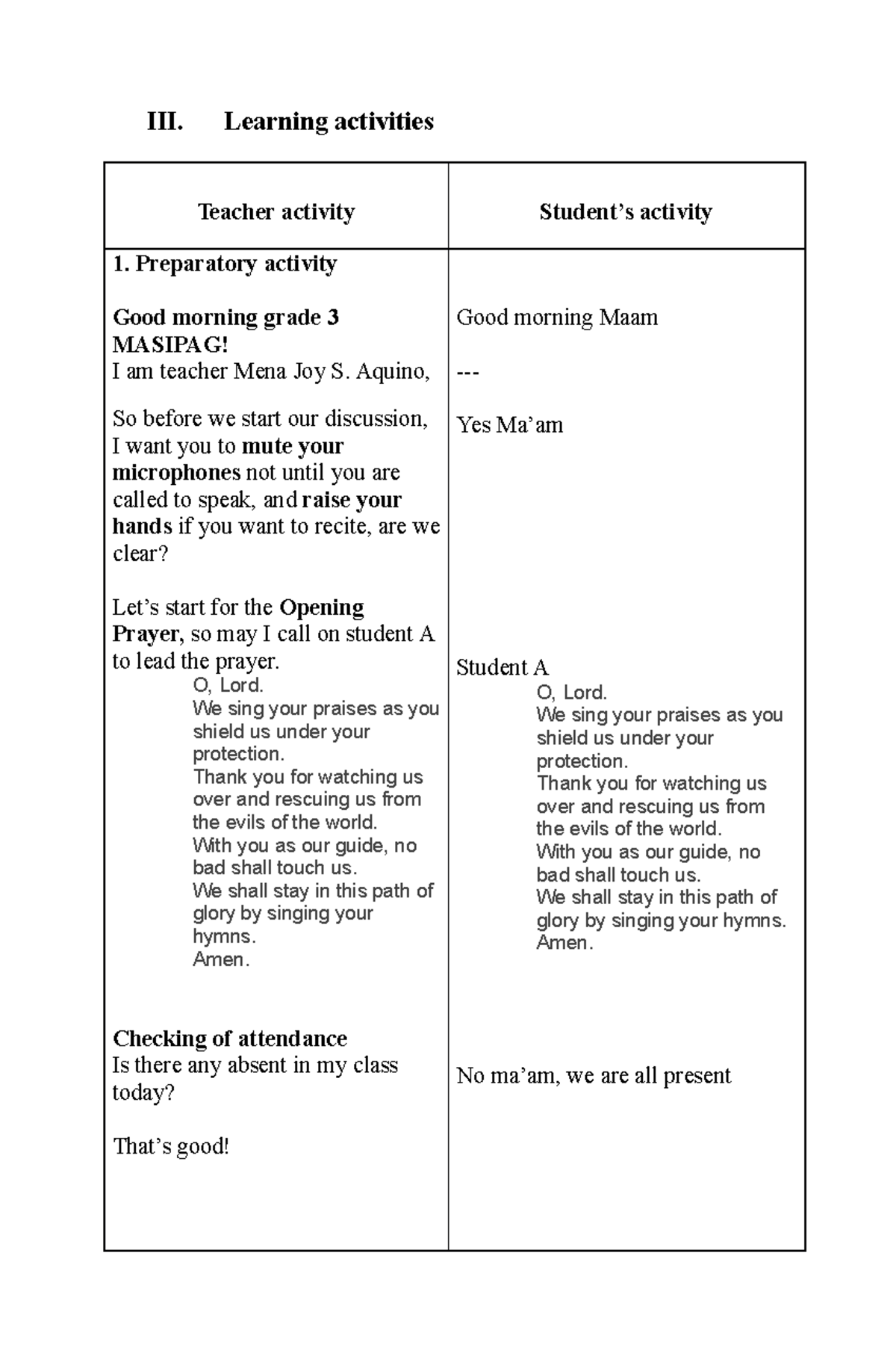 Detailed Lesson Plan on Nouns for English 3 - Peer-Teaching - Studocu