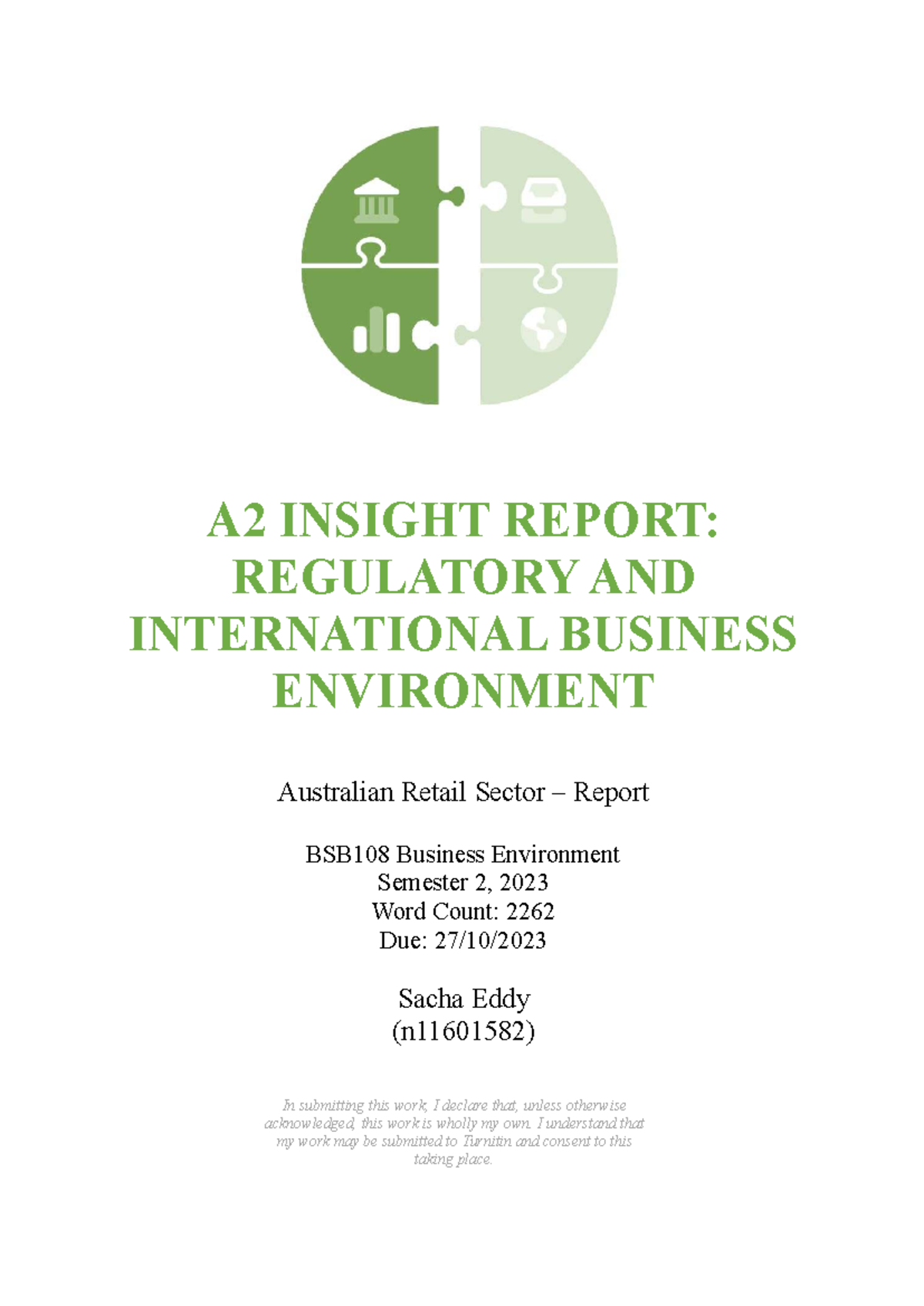BSB108 Insight Report A2 - A2 INSIGHT REPORT: REGULATORY AND ...