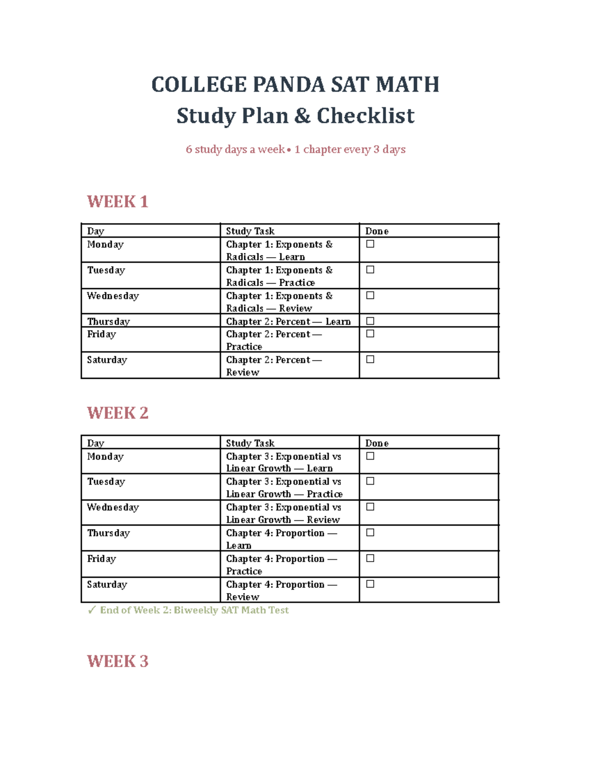 Adult Aesthetic SAT Math Study Plan (Course Code: SAT) - Studocu