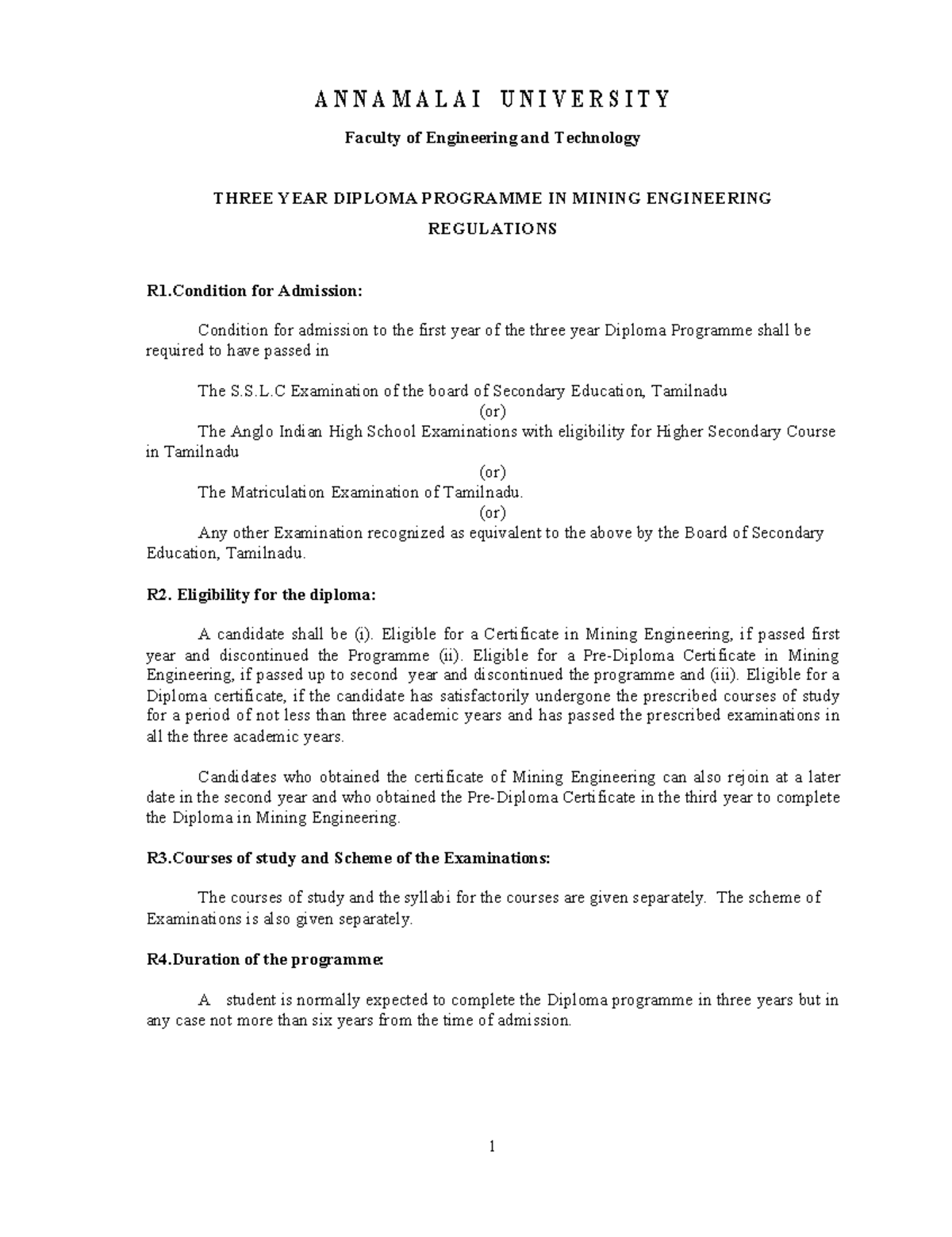 Diploma in Mining Engineering: Admission, Regulations & Course Details ...