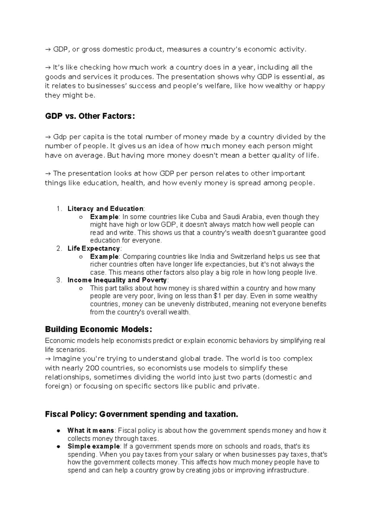 Midterm 1 Preparation: Understanding GDP and Economic Factors - Studocu
